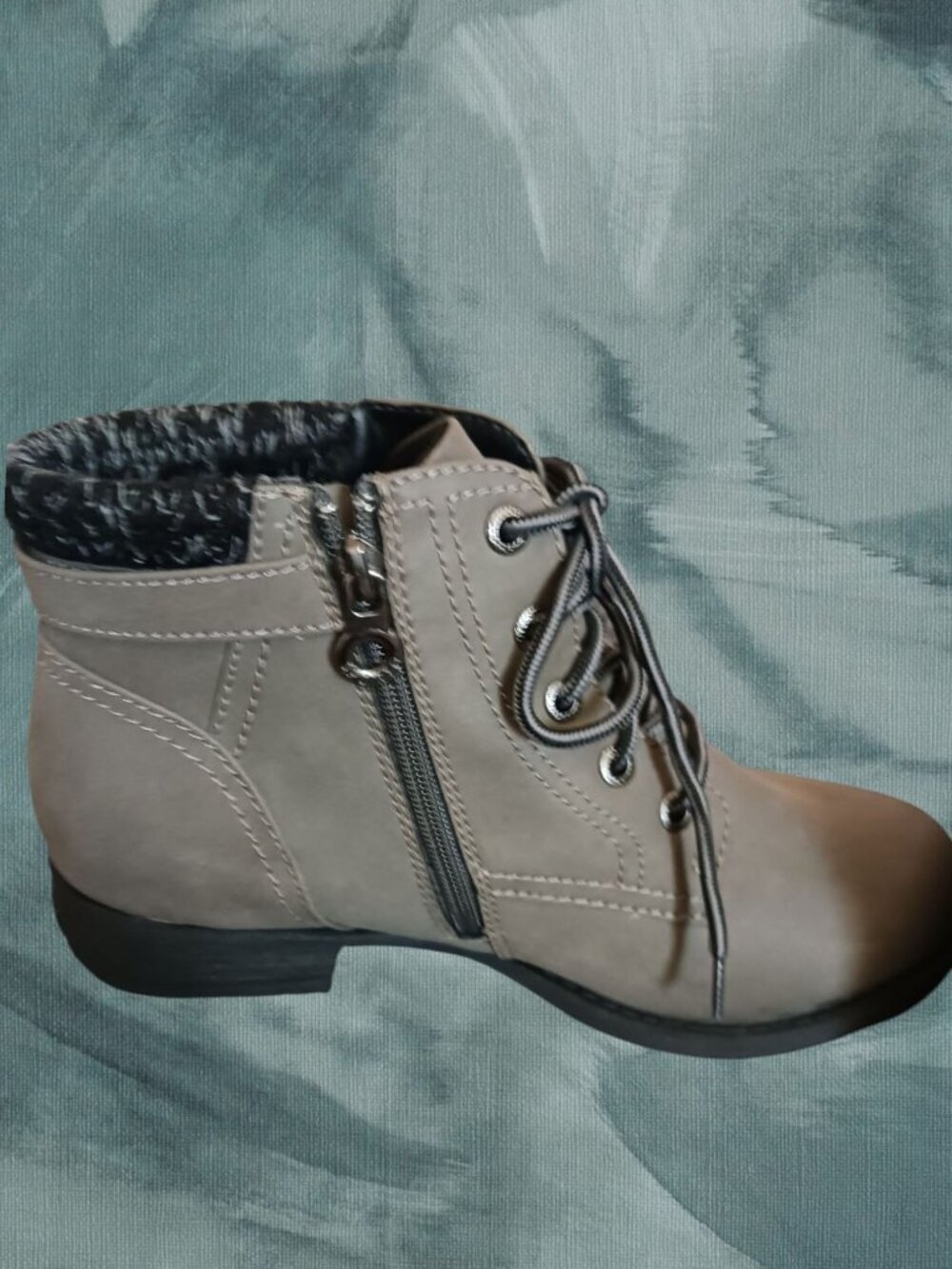 Sporto Womens Faux Suede Ankle Boots With Knit Collar & Lace-Up gray Size 7.5M - Picture 8 of 16